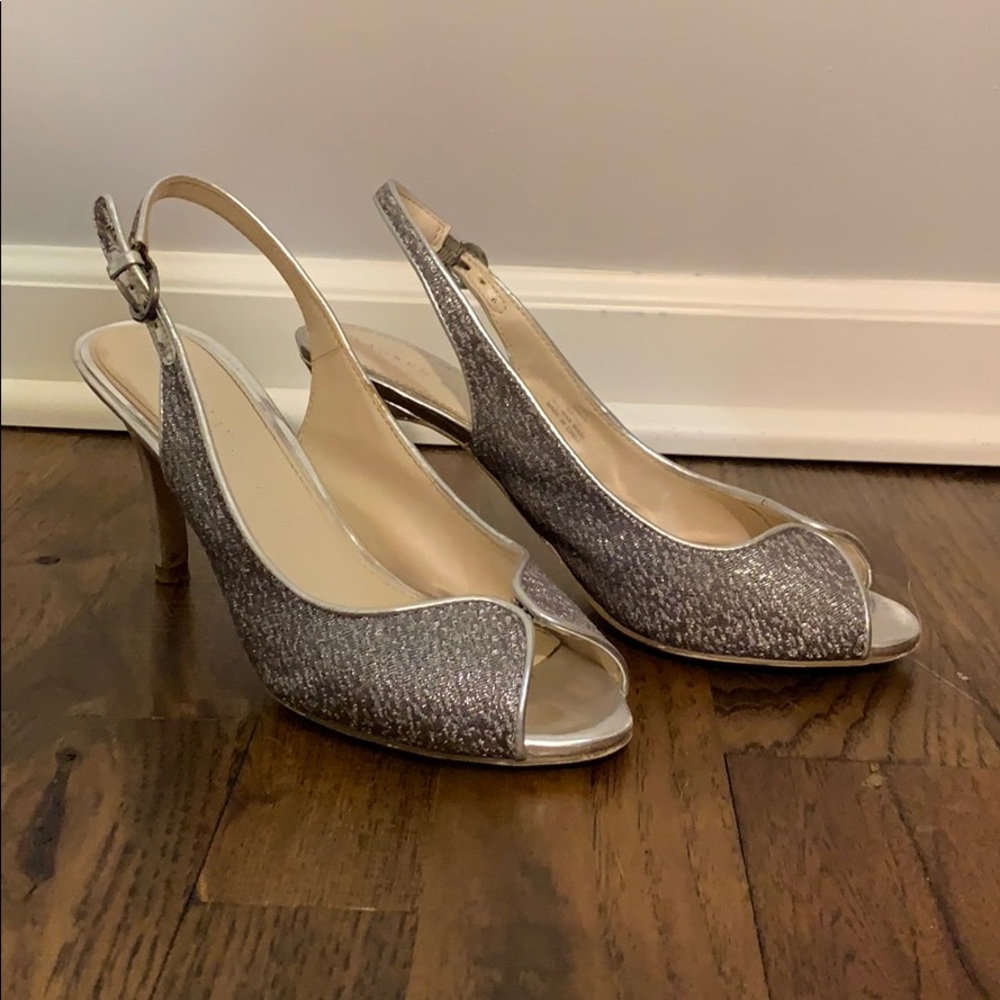 Lauren Blackwell Silver Peep Toe Heel